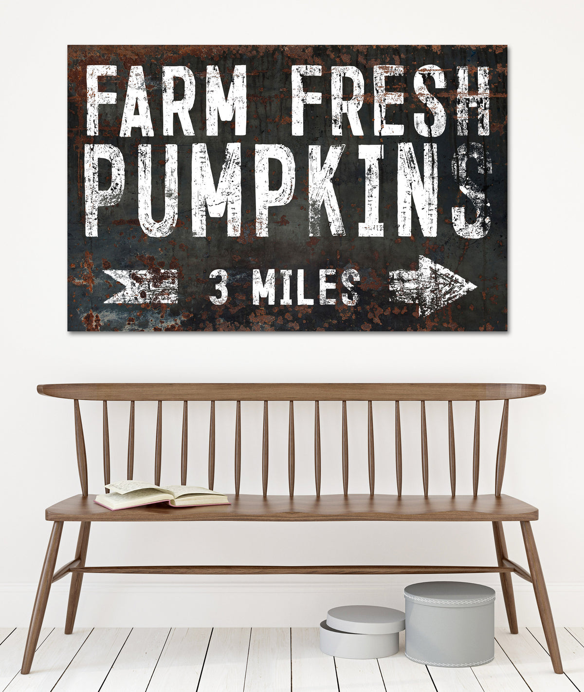 Black Farm Fresh Pumpkins Farmhouse Canvas Print - LC51
