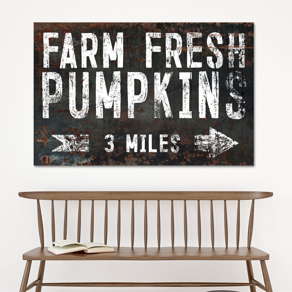 Black Farm Fresh Pumpkins Farmhouse Canvas Print - LC51