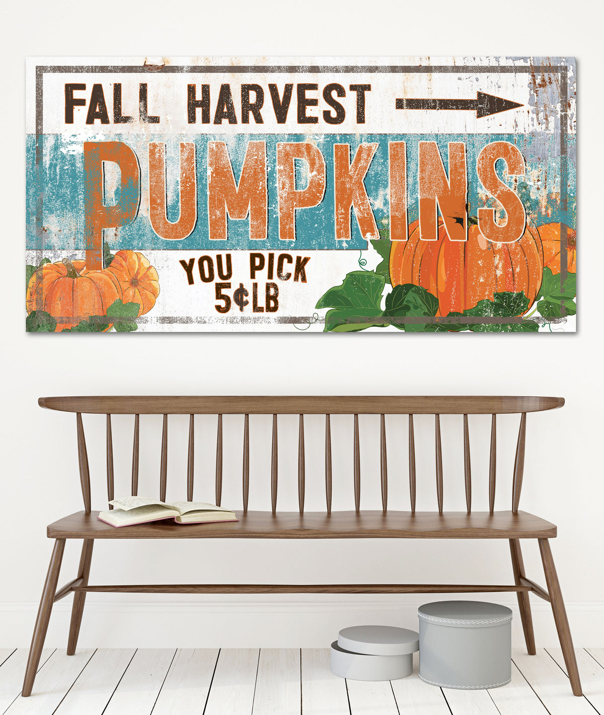 Fall Harvest Pumpkins Vintage Canvas Wall Art - LC54