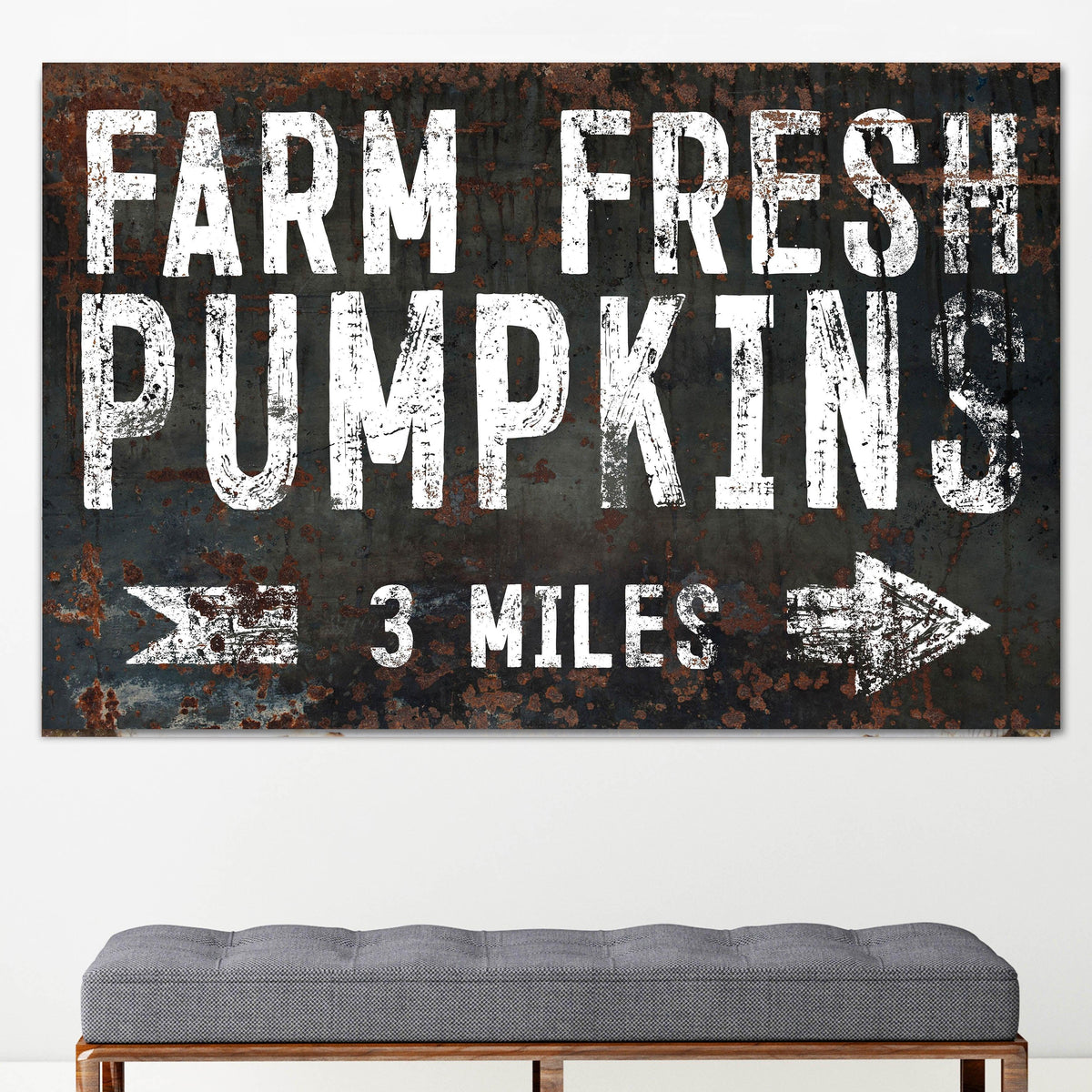 Farmhouse Industrial Fall Decor - Black Pumpkins Canvas