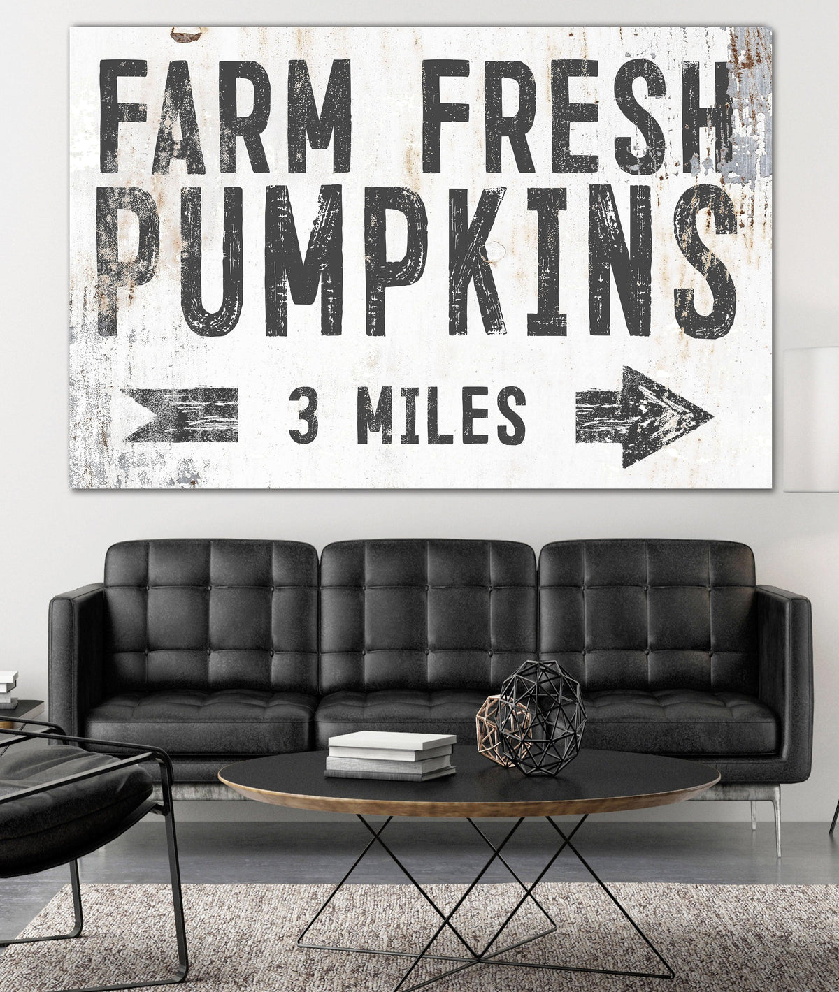 Farm Fresh Pumpkins White Farmhouse Canvas Wall Art - LC56