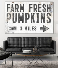 Farm Fresh Pumpkins White Farmhouse Canvas Wall Art - LC56