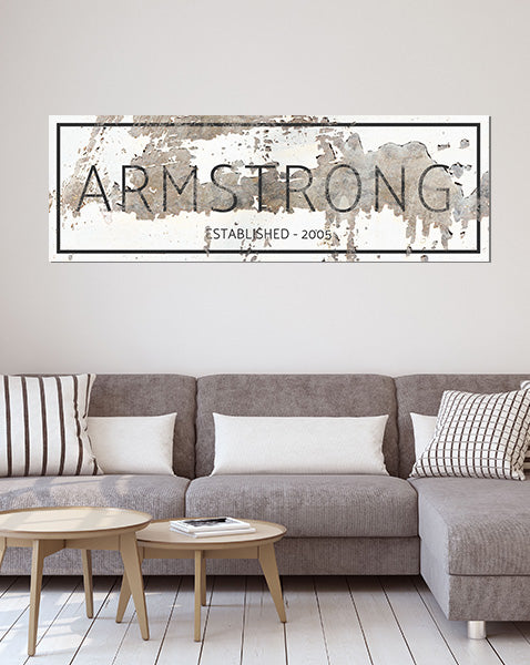 Custom Farmhouse Name Sign for Living Room Canvas Art