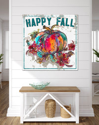 Happy Fall Colorful Pumpkin Canvas Wall Art  - LC65