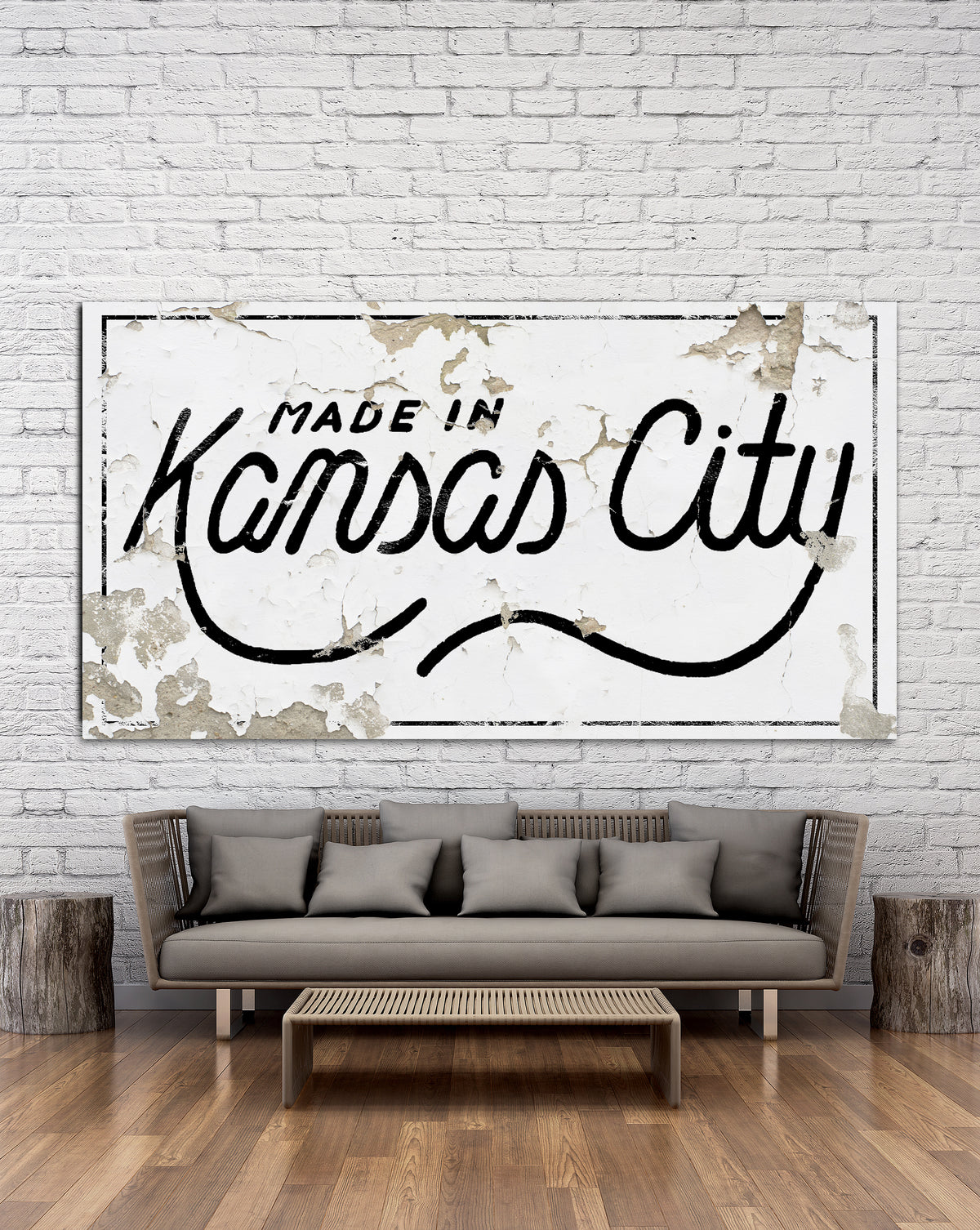 Made in the Kansas City - Farmhouse Decor Canvas Wall Decor Vintage Sign