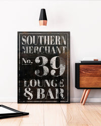 Southern Merchant 39 Industrial Farmhouse Wall Art - Vintage Canvas Bar Sign