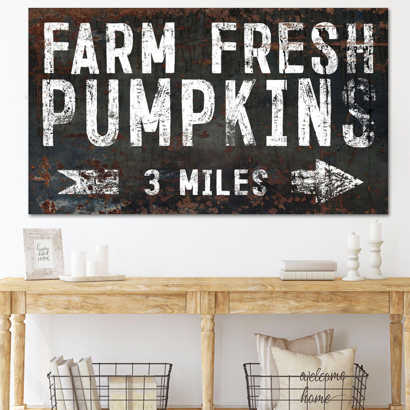 Black Farm Fresh Pumpkins Farmhouse Canvas Print - LC51