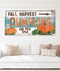 Fall Harvest Pumpkins Vintage Canvas Wall Art - LC54