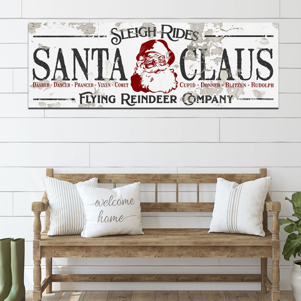 Rustic Farmhouse Christmas Decor - Santa Sleigh Rides Sign