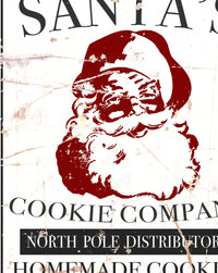 Santa's Cookie Co Farmhouse Canvas Art - Vintage Santa Christmas SIgn