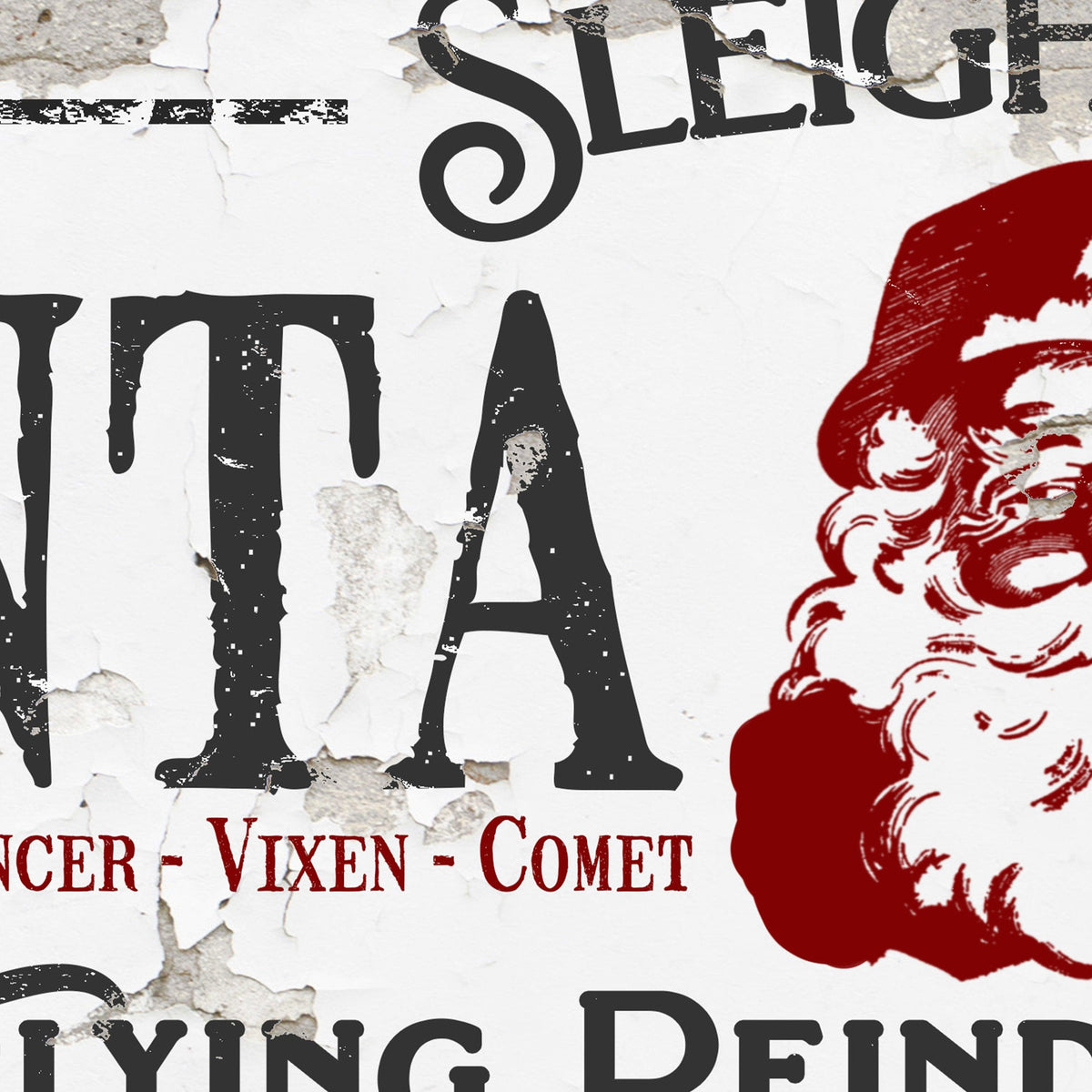 Vintage Santa Wall Art with Wooden Finish