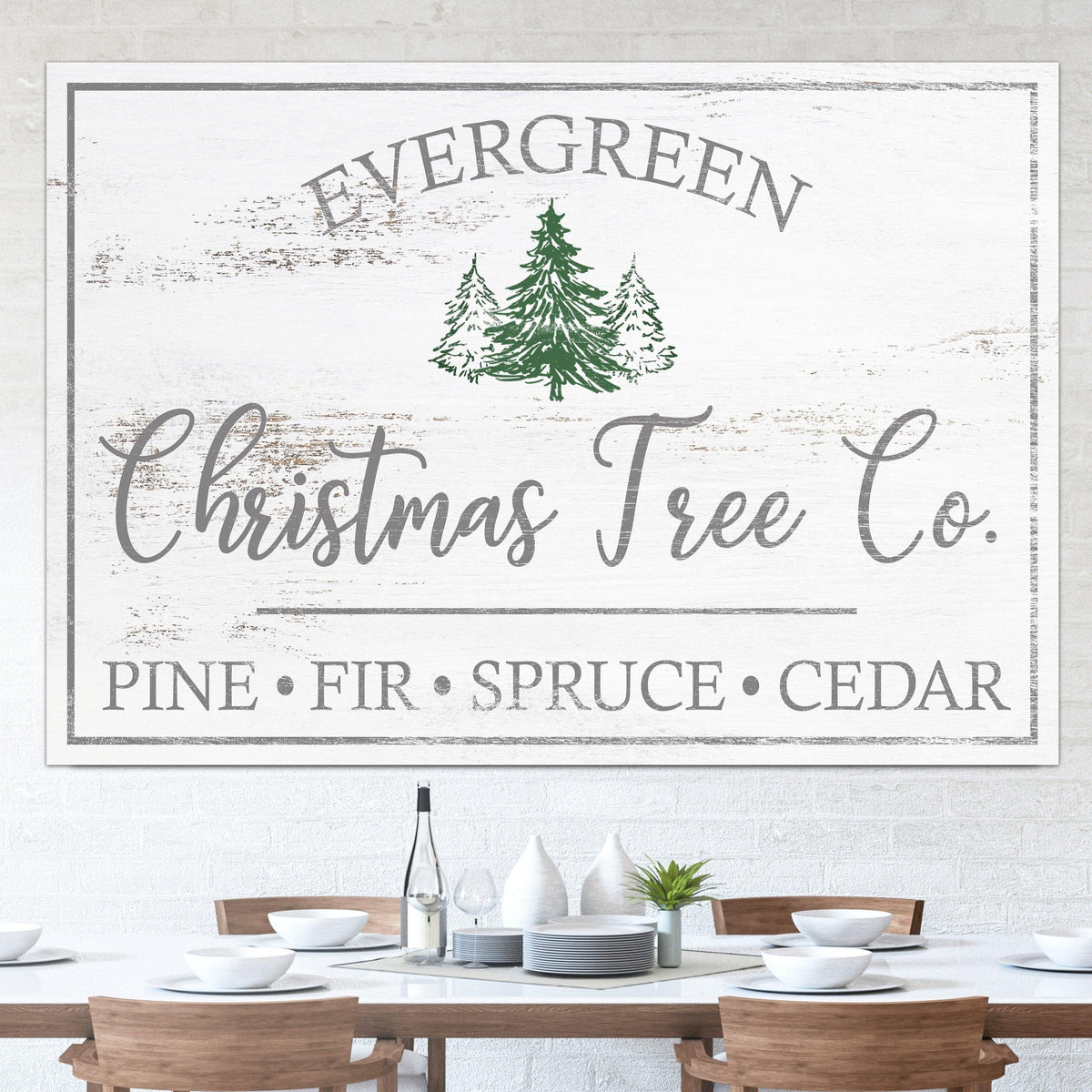 Farmhouse Christmas Tree Co Sign Canvas Wall Art