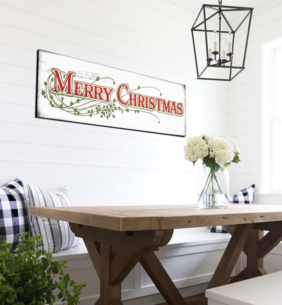 Merry Christmas Farmhouse Sign -  Retro Christmas Sign Wall Art
