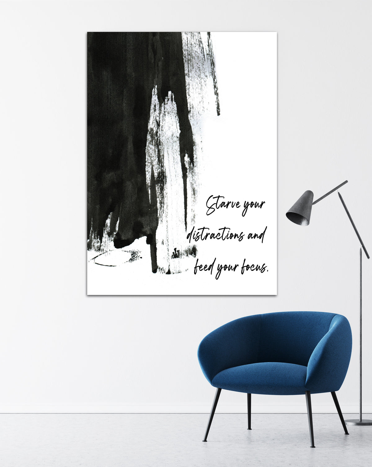 Starve Your Distractions  Motivational Art Modern Wall Art Canvas Print