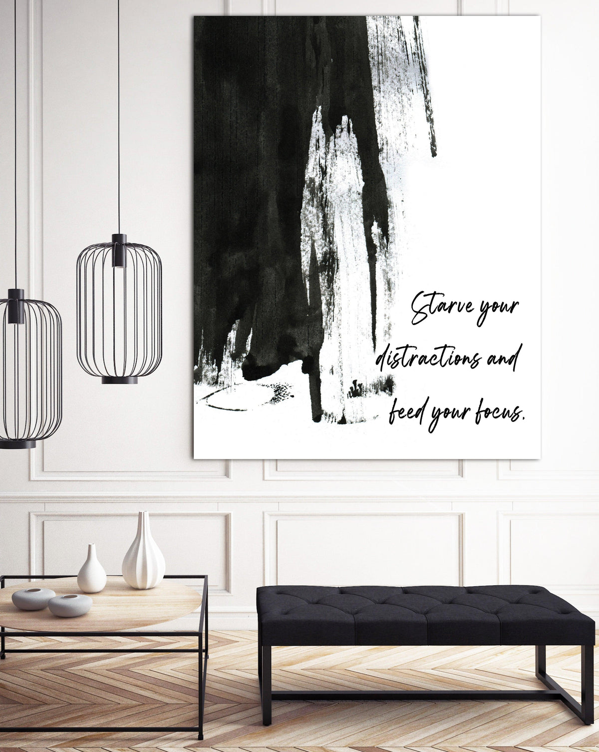 Starve Your Distractions  Motivational Art Modern Wall Art Canvas Print