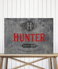 Distress Grey Business Logo Sign Wall Art Canvas Print - LT7