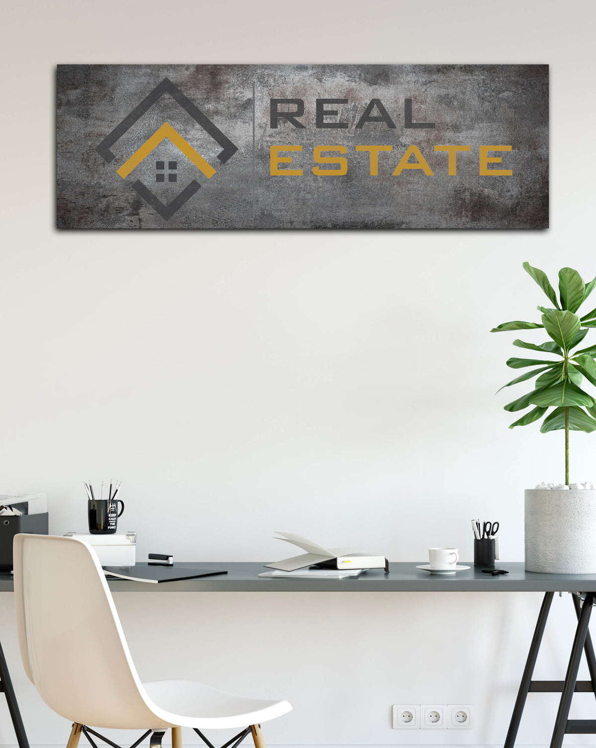Distressed Metal Style Long Logo to Canvas Wall Art - LS32