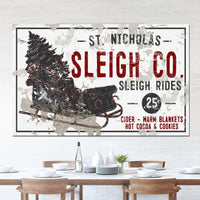 Festive farmhouse sleigh sign for authentic Christmas decor.