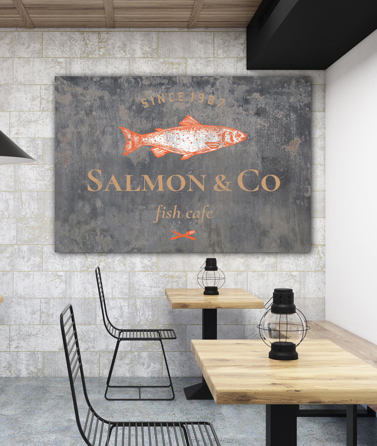 Distress Grey Business Logo Sign Wall Art Canvas Print - LT7