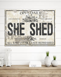 She Shed Chippy CREAM Canvas Wall Art - LC62