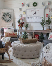Sleigh Ride Farmhouse Christmas Sign - Vintage Reindeer Holiday Wall Art CANVAS