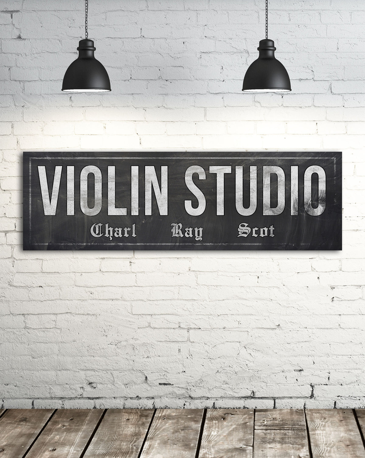 Vintage Sign Violin Studio Canvas Print