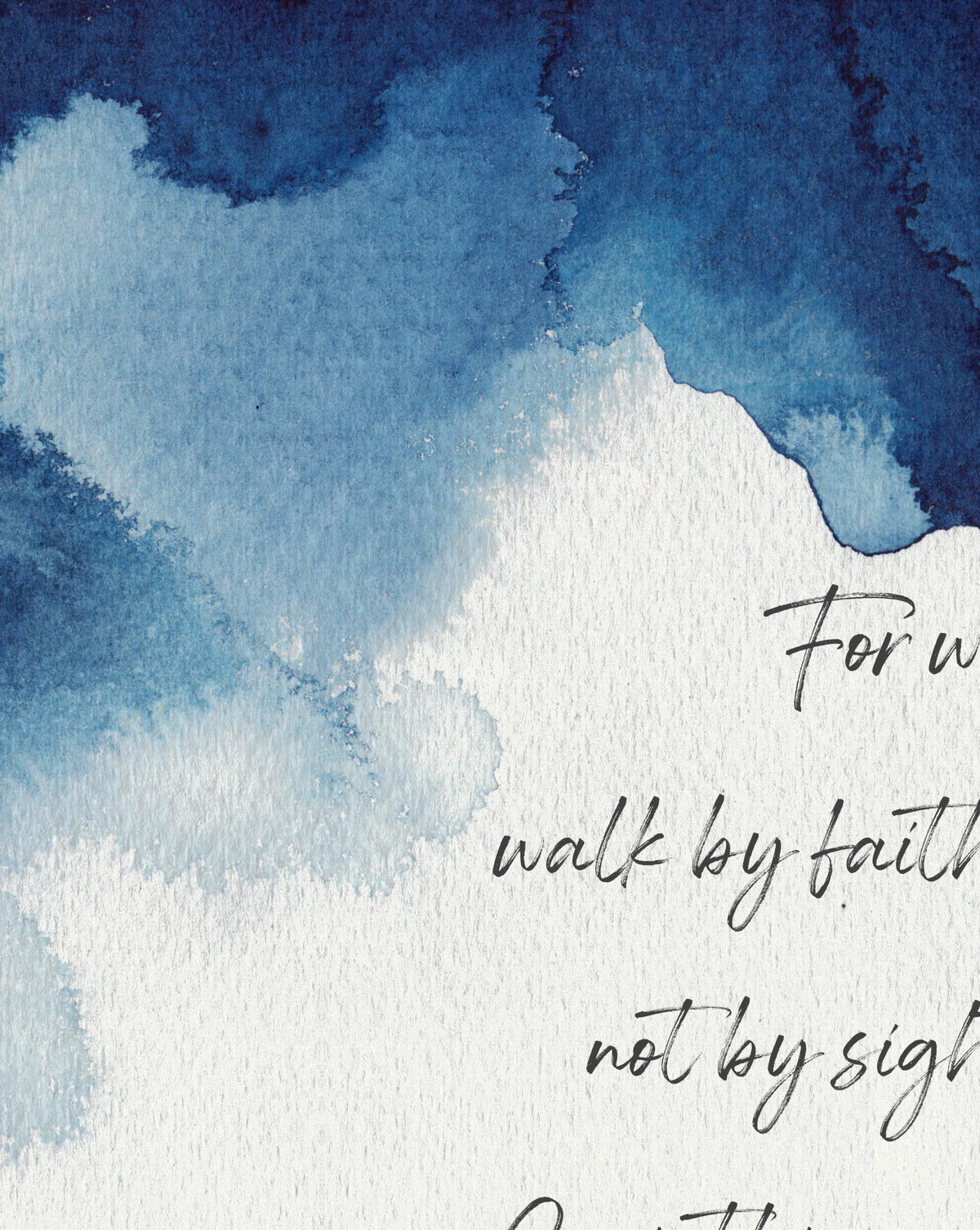 Walk By Faith Blue Watercolor Inspirational Canvas Modern Wall Art