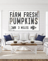 Farm Fresh Pumpkins White Farmhouse Canvas Wall Art - LC56