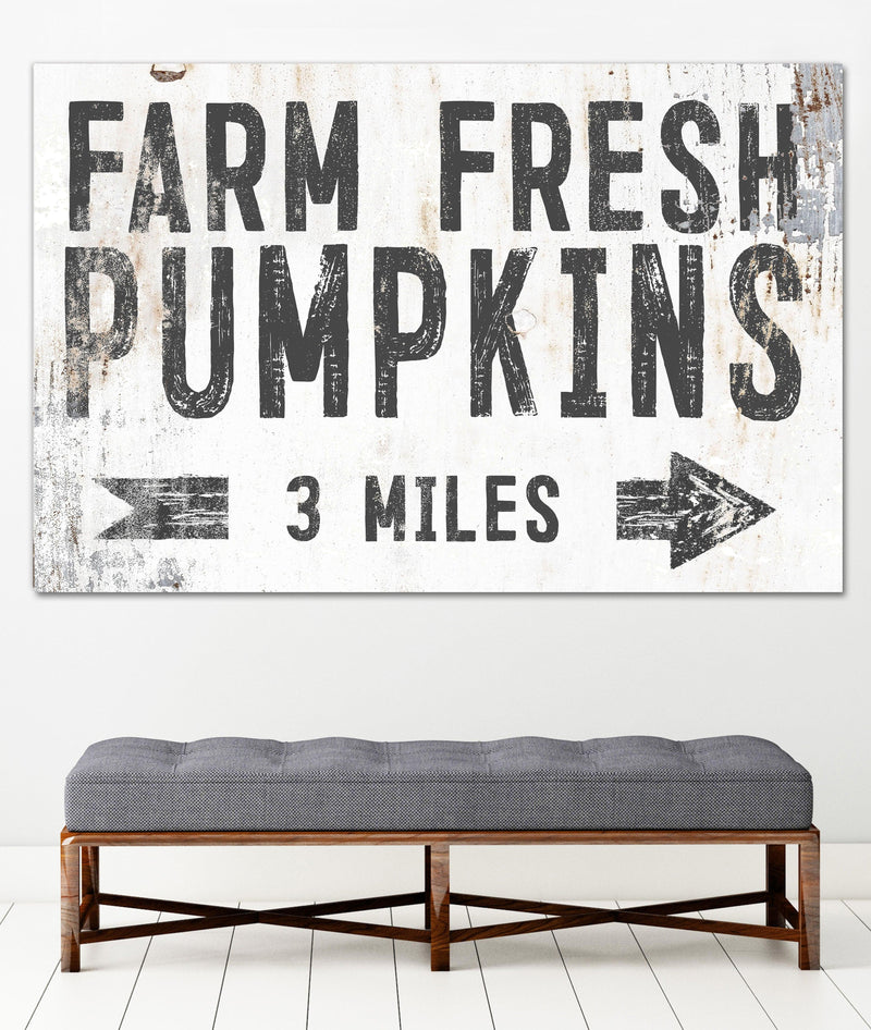 Farm Fresh Pumpkins White Farmhouse Canvas Wall Art - LC56