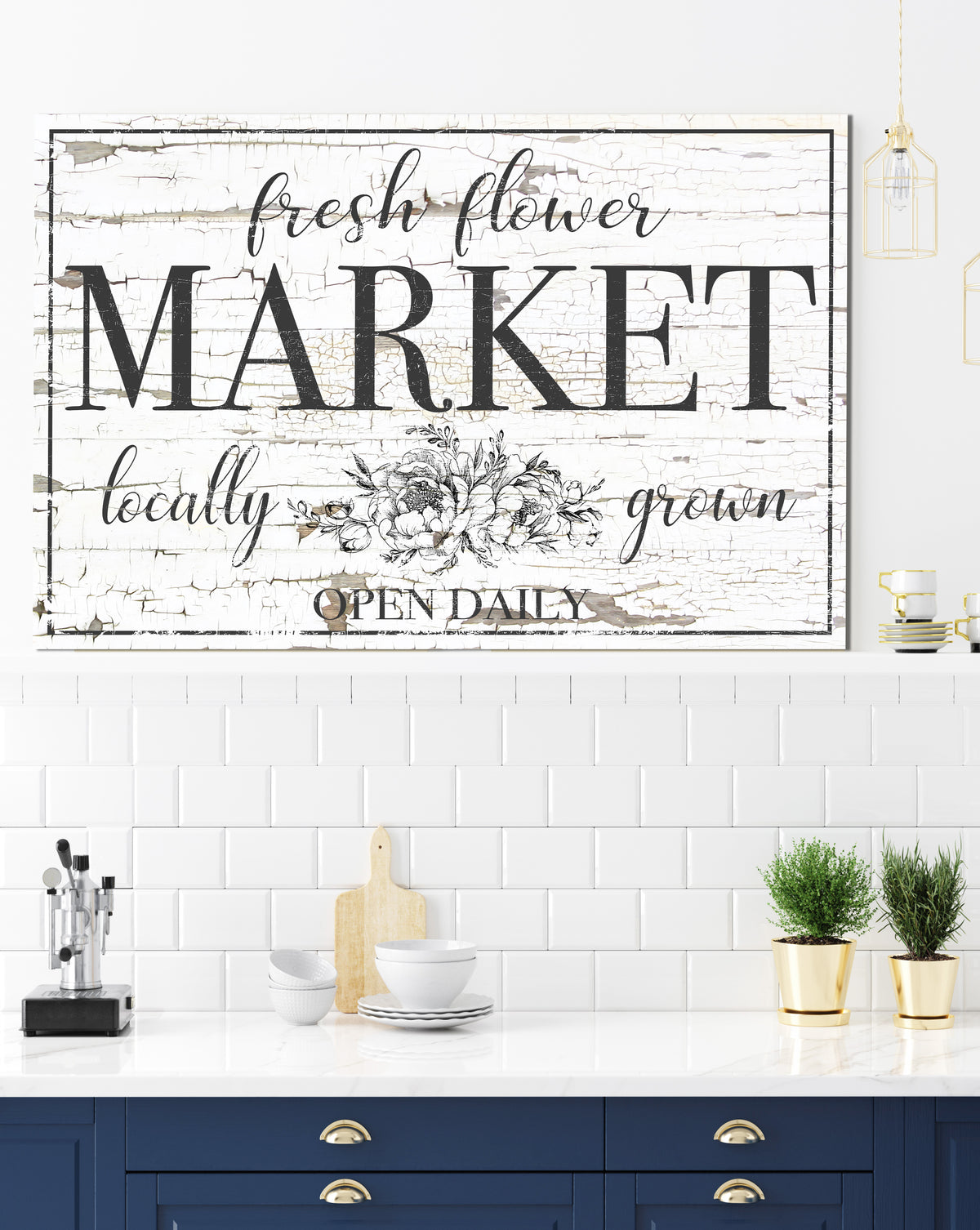 Fresh Flower Market Vintage Sign - Farmhouse Decor Canvas Art Wall Decor Vintage Signs