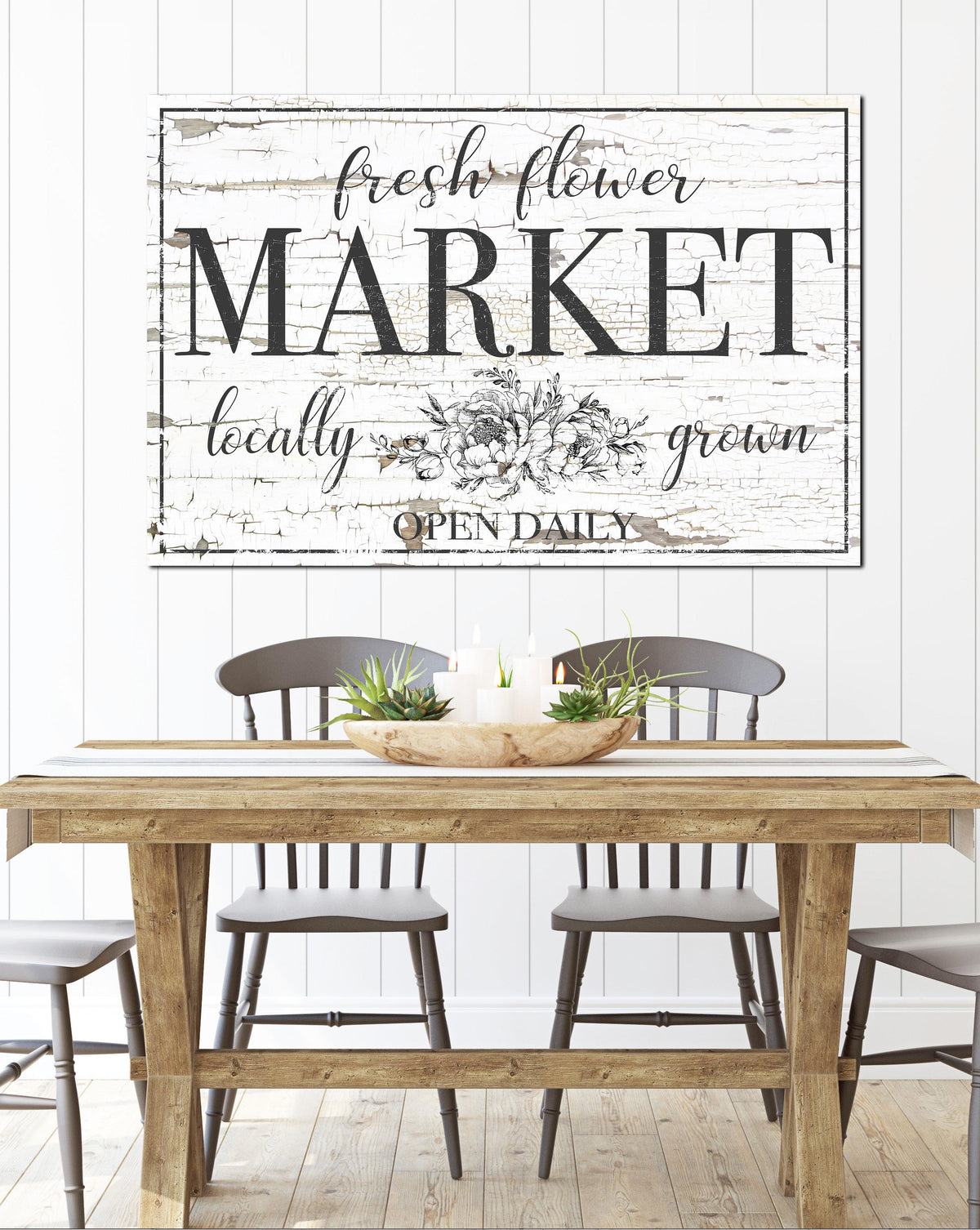 Fresh Flower Market Vintage Sign - Farmhouse Decor Canvas Art Wall Decor Vintage Signs