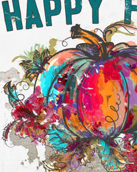 Happy Fall Colorful Pumpkin Canvas Wall Art  - LC65