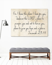 Jeremiah 29:11  Farmhouse Decor Wall Art - I know the plans I have for you