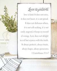 Love is Patient Love is Kind Wall Art - Farmhouse Sign