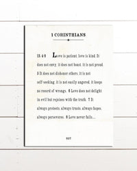 Love is Patient, Love is Kind Wall Art  -  1 Corinthians 13:4-8 - Book Page Canvas Art