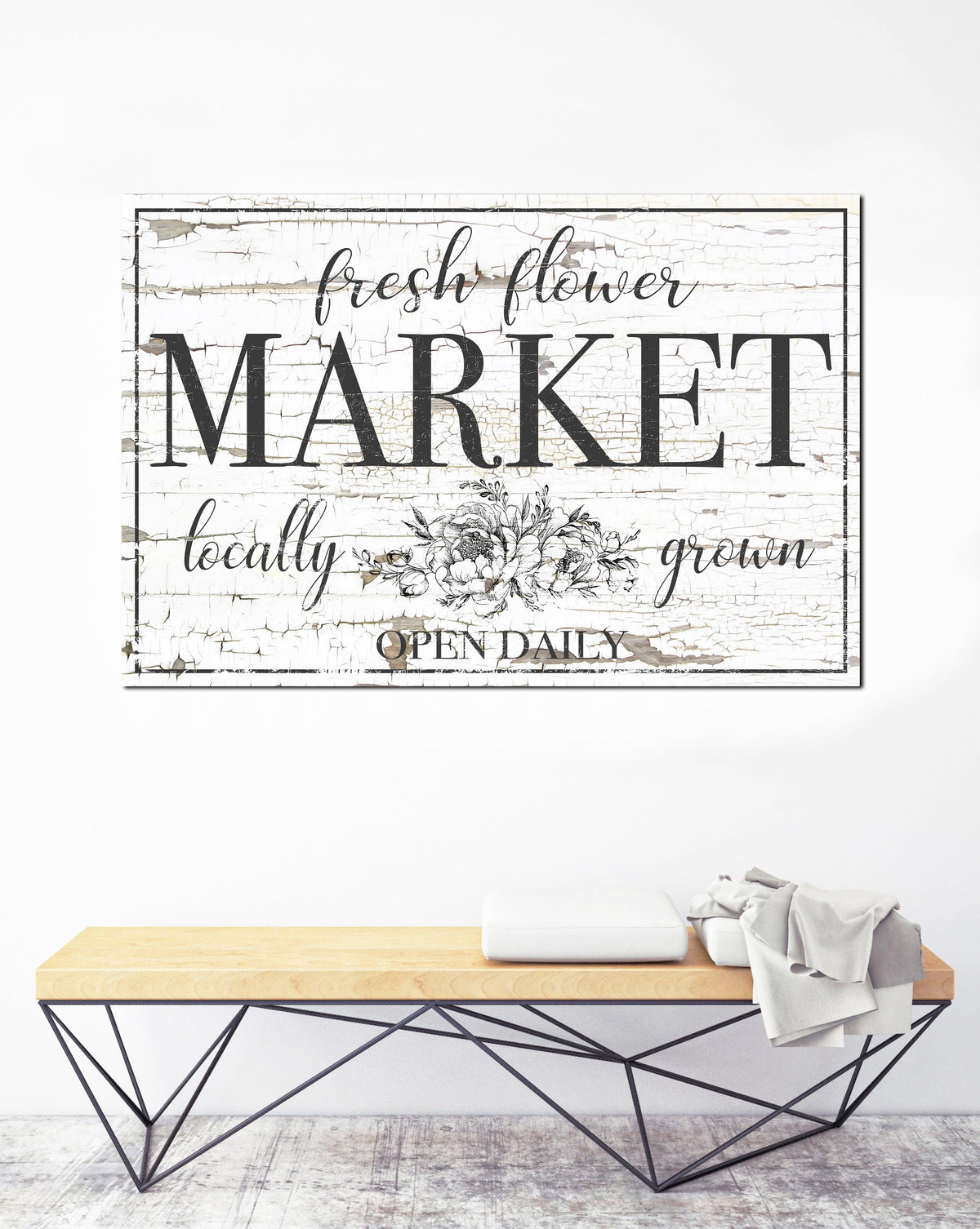 Fresh Flower Market Vintage Sign - Farmhouse Decor Canvas Art Wall Dec ...