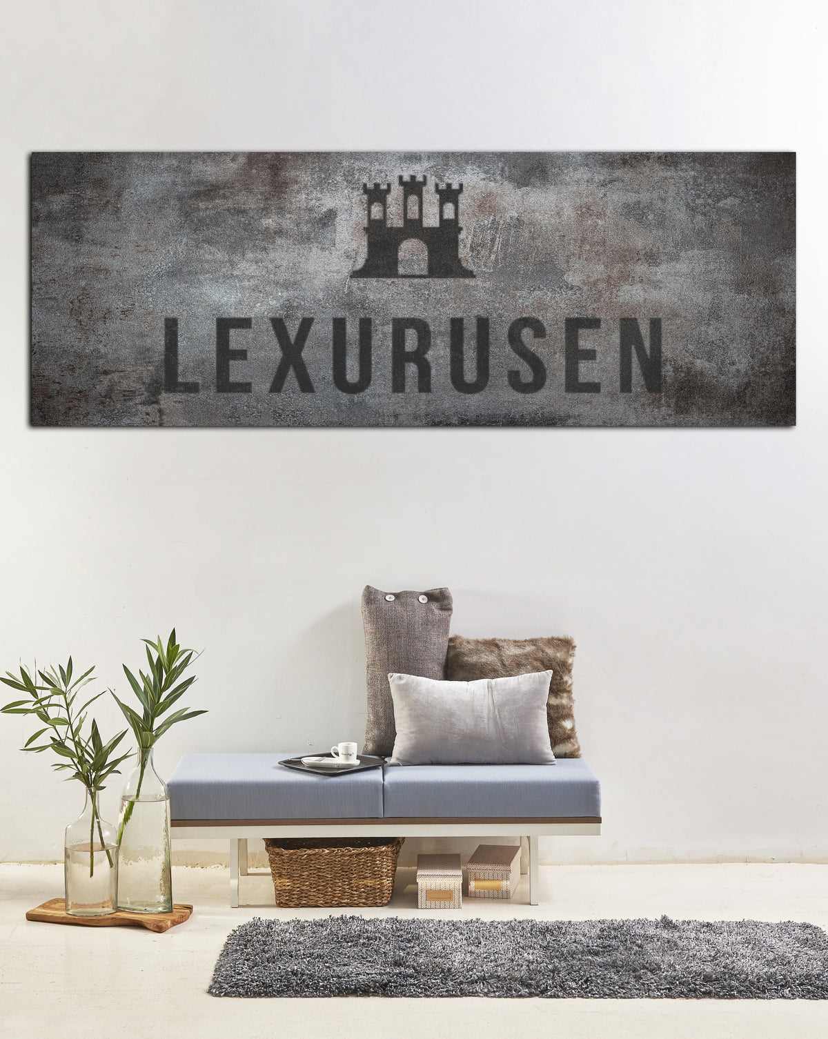 Distressed Metal Style Long Logo to Canvas Wall Art - LS32