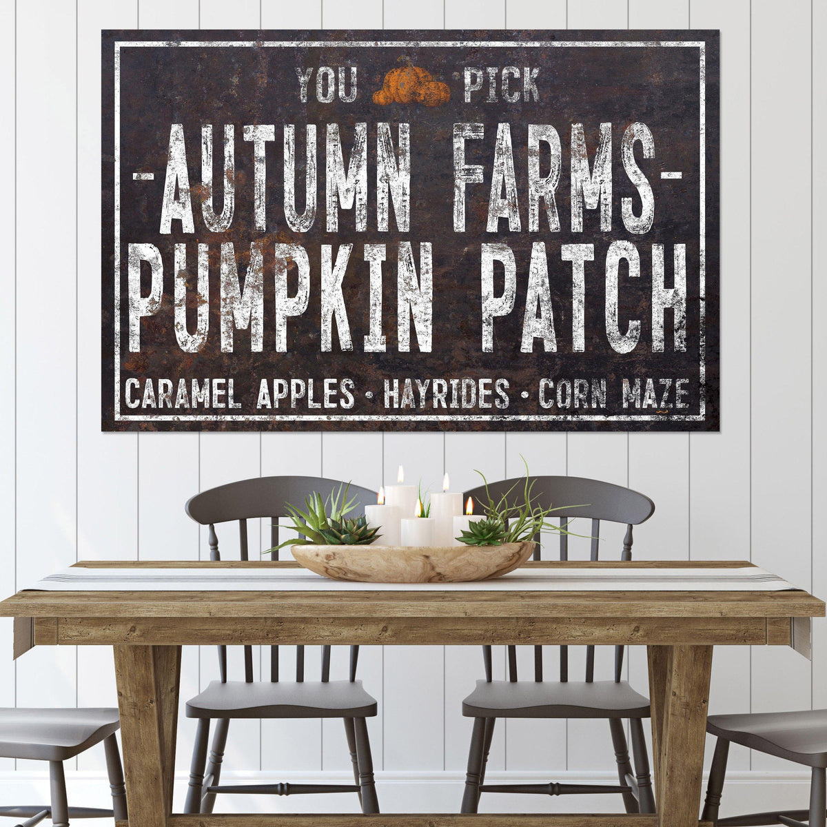 Rustic Pumpkin Patch Wall Art for Autumn Decor