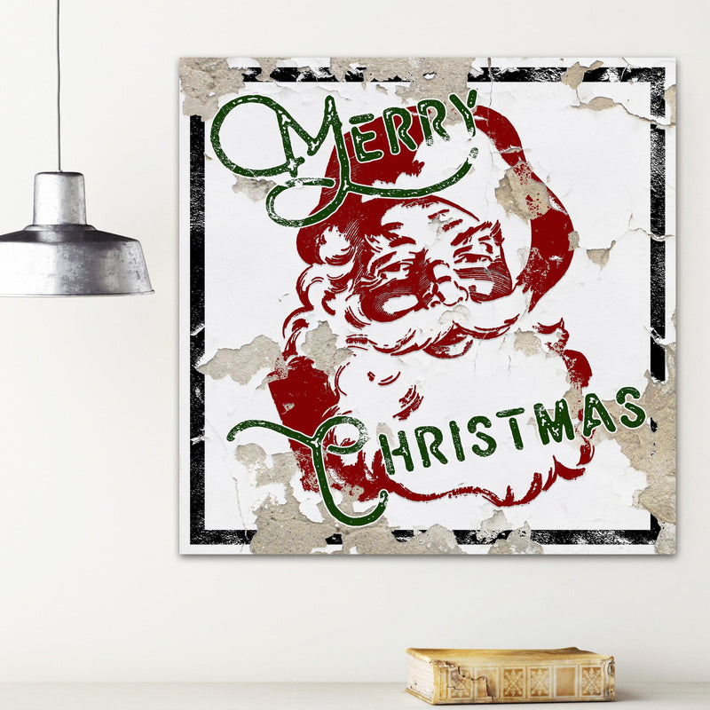 Vintage Santa Farmhouse Decor Christmas Canvas Print