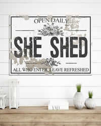 She Shed Chippy WHITE Canvas Wall Art - LC63