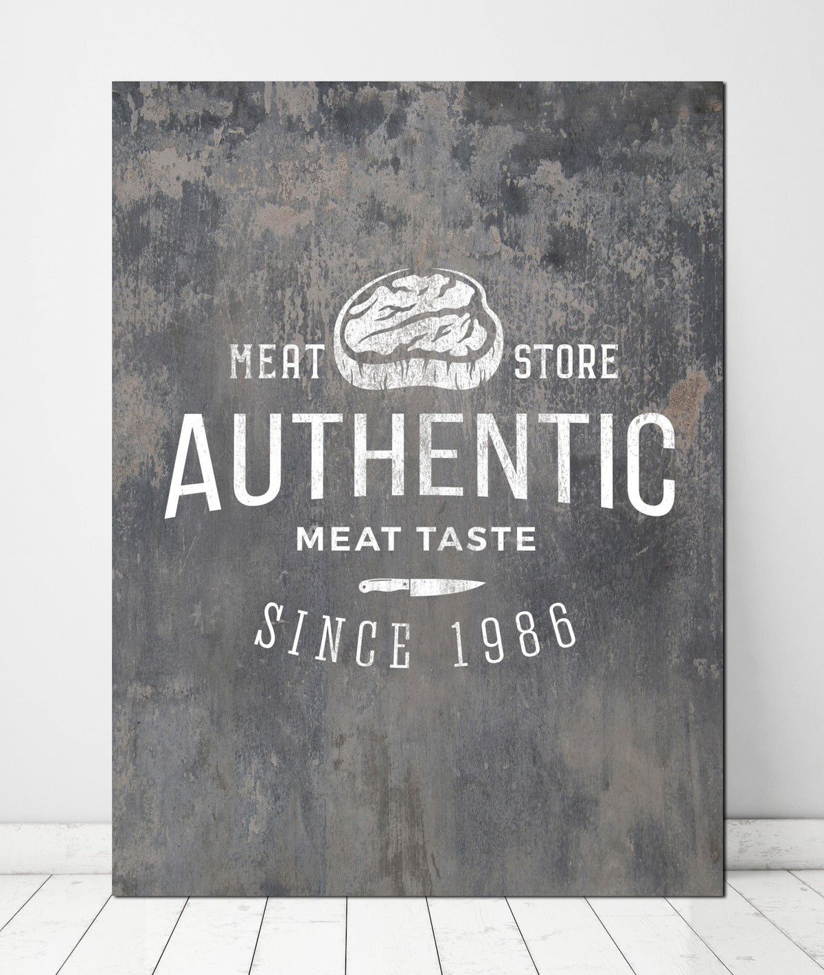 Distress Grey Logo Business Sign Canvas Wall Art  - LT8