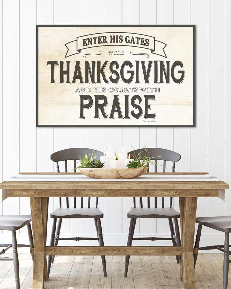 Enter His Gates with Praise Farmhouse Decor Canvas Wall Art