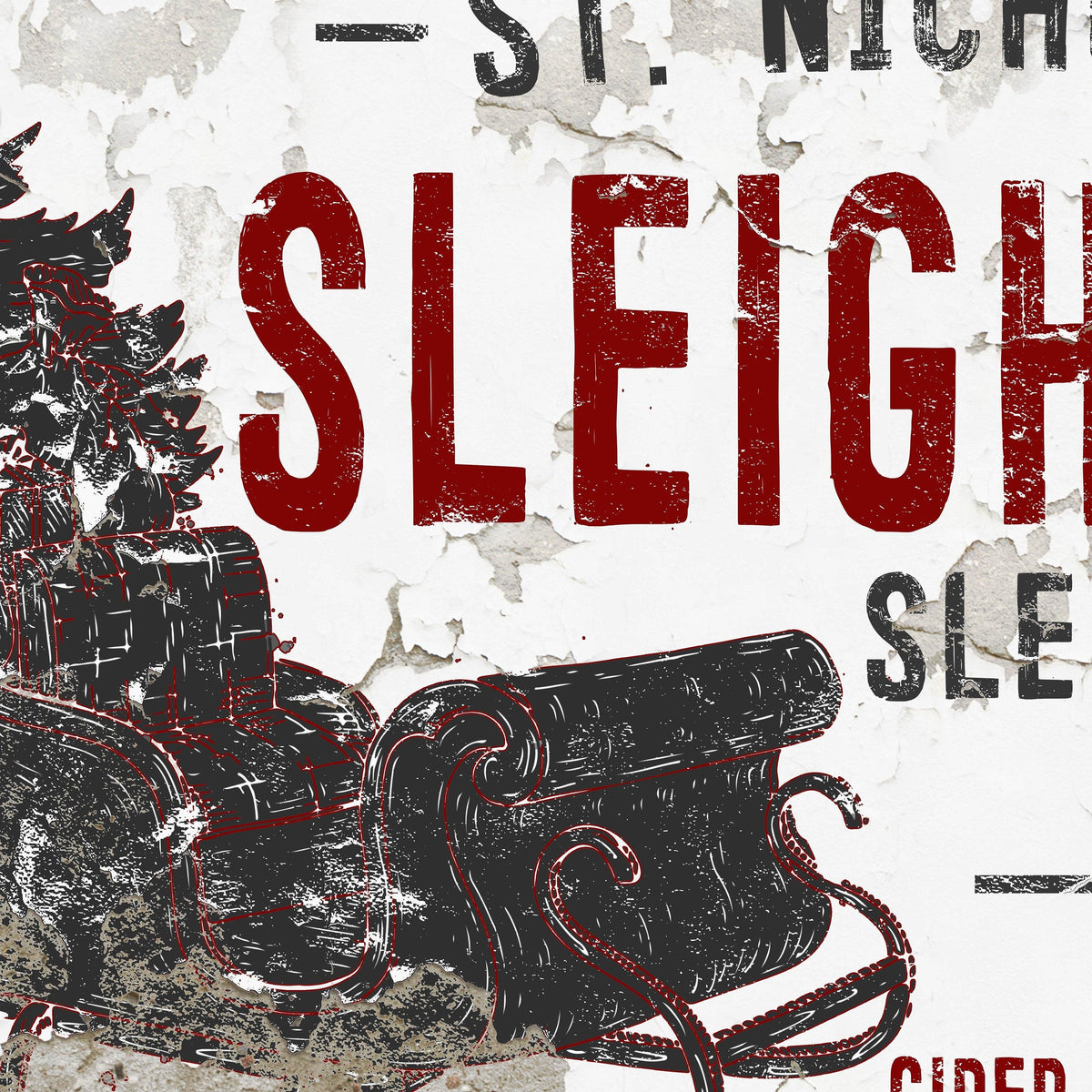 Chippy farmhouse sleigh rides wall art with vintage distressed design.
