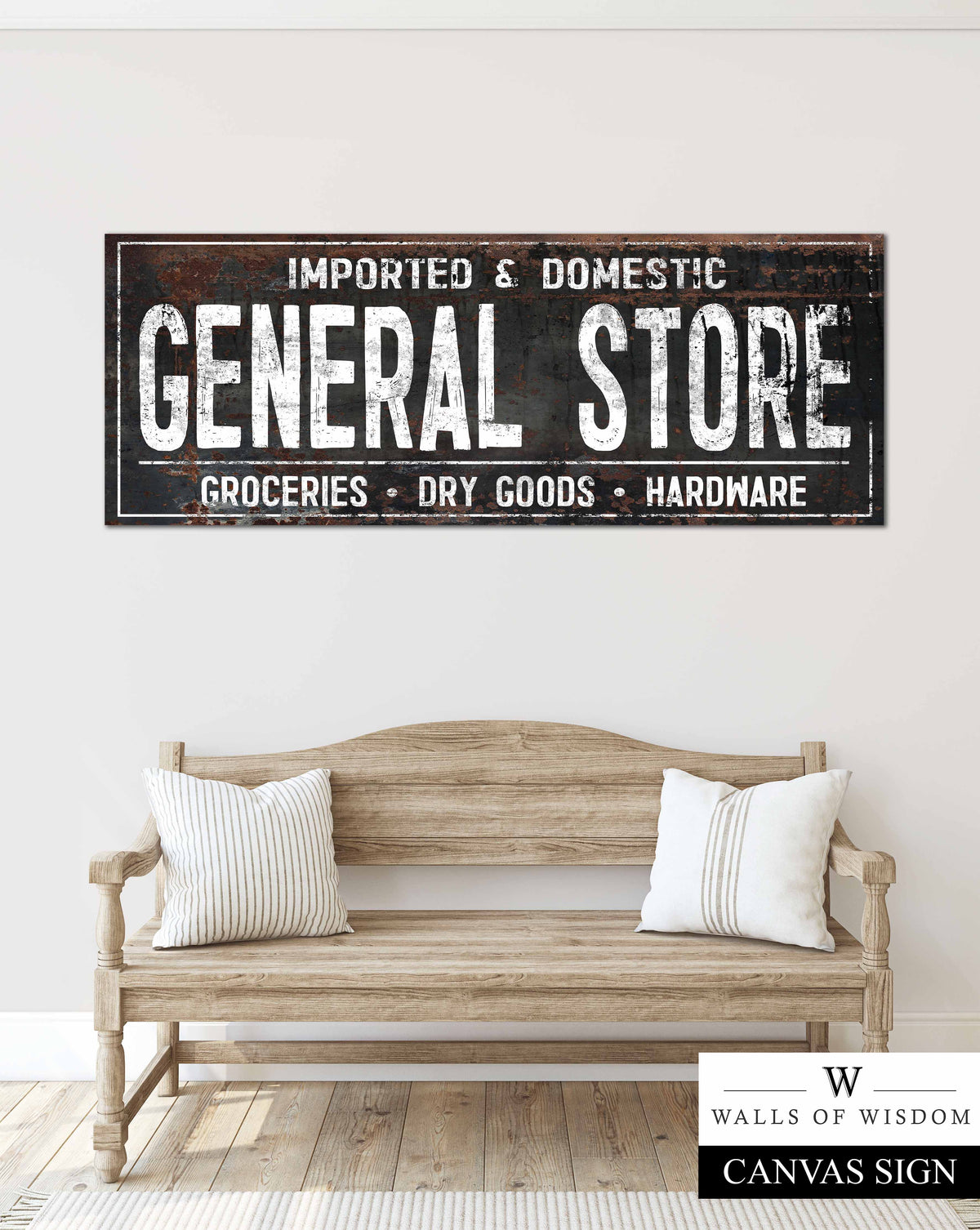 Black Vintage General Store Canvas Wall Art - Large Canvas Sign