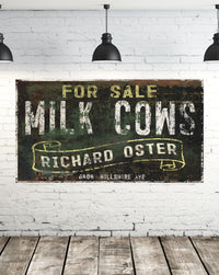 Milk Cows For Sale Vintage Sign - Large Farmhouse Signs Faux Metal Sign
