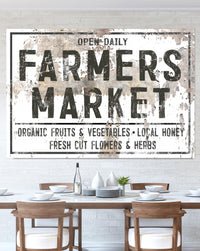 WHITE Chippy Farmers Market Farmhouse Wall Art Canvas Print