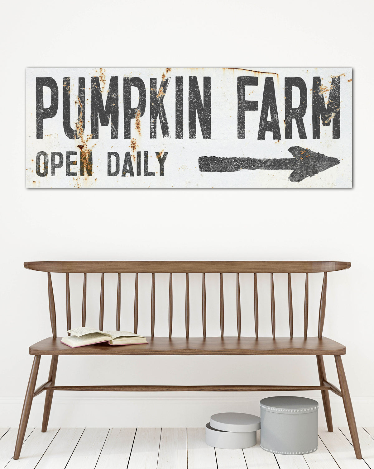 White Pumpkin Farm Vintage Farmhouse Canvas Wall Art - LC61